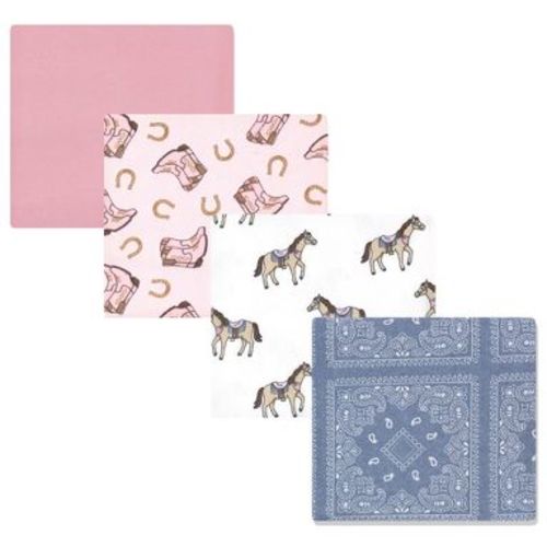 Luvable Friends Hudson Baby Flannel Receiving Blankets 4pk, Cowgirl Pink