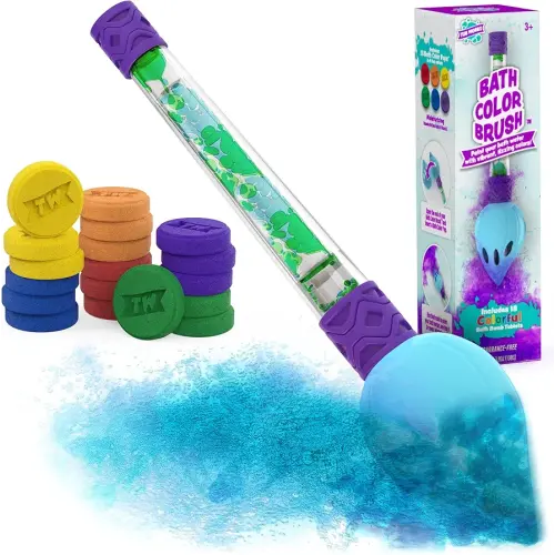 Tub Works® Bath Color Brush™ Kids Bath Bomb Set | Nontoxic & Fragrance-Free | Use Brush to Paint Water with Vibrant, Fizzing Colors | Fun BathBombs for Kids Bath | Creative Bathtub Toys for Toddlers
