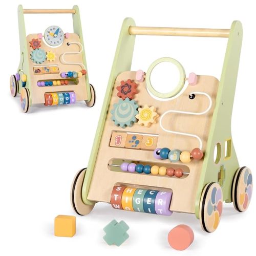 BAUTIA Wooden Walker for 12 Months, Push Walker with Activity Center