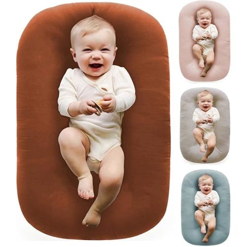 Vicorise Baby Lounger 0-24 Months 100% Cotton Soft & Breathable(Coffee)