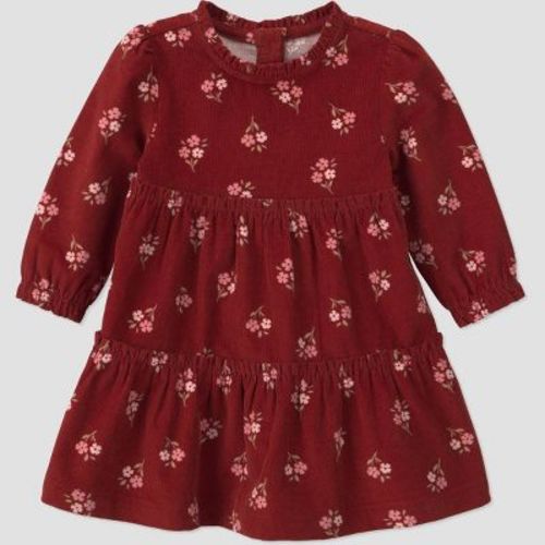Carter's Just One You® Baby Girls' Floral Corduroy Dress - Maroon Newborn