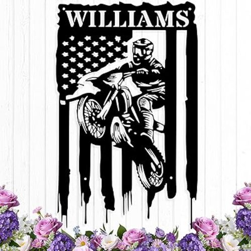 Custom Dirt Bike Metal Wall Art, Personalized Motorcycle Metal Signs, Custom Biker Name Sign, Dirtbike Wall Decor, Gifts for Men, Husband, Rider, Biker Gift