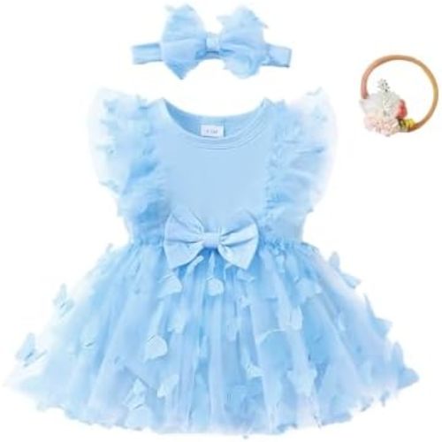 Renotemy Newborn Baby Girl Lace Romper Infant Summer Boho Flower Tulle Dress Party Gifts Newborn Photography Outfits