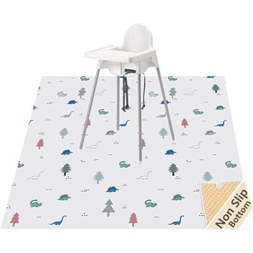 WOMUMON 51” Baby Splat Mat for Under High Chair/Arts/Crafts, Washable Waterproof Anti-Slip Floor Splash Mat, Portable Wipeable Spill Mat and Table Cloth