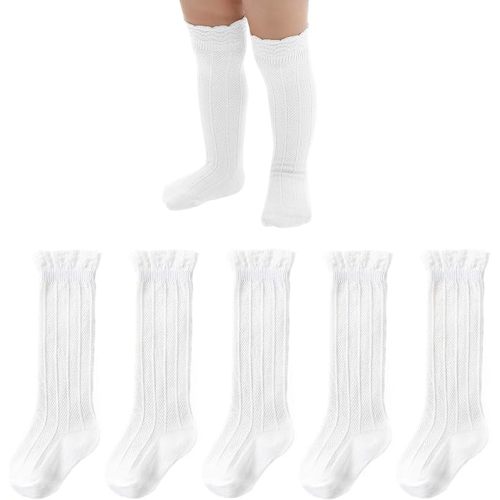 American Trends Baby Knee High Socks - Girls & Boys Newborn to Toddlers - Ruffled Tube Socks