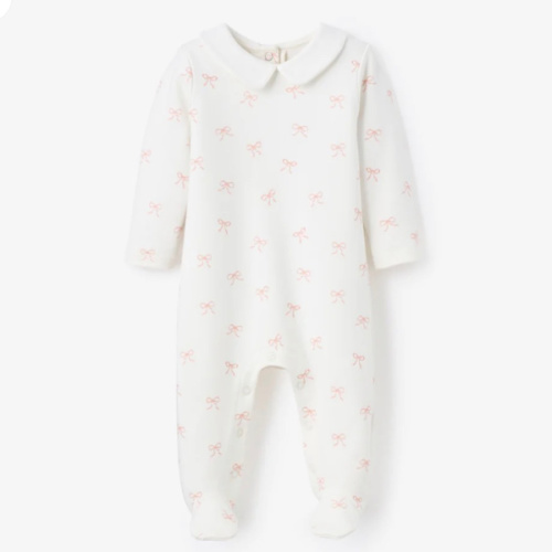 Pink Bow Double Knit Peter Pan Collar Jumpsuit – Elegant Baby