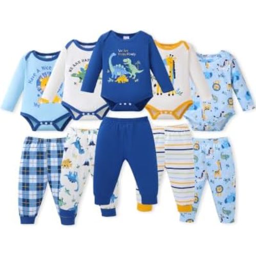 NZRVAWS Baby Boy Girl Clothes Unisex Outfits Set 10PCS Preemie-12 Months
