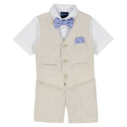 Baby Boys' V-Neck Vest, Shirt and Shorts, 3-Piece Set