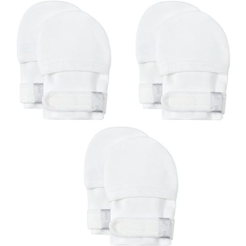 HAPIU Baby No Scratch Mittens Stay On, 100% Cotton Breathable, Adjustable Infant Gloves for Boys Girls, Newborn - 12 M