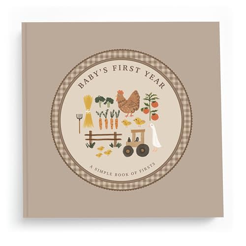 Lucy Darling Little Farmer Baby Memory Book – First Year Journal, 5-Year Milestone Scrapbook & Photo Album – Rustic Farming Adventure Keepsake for Baby Boy or Girl