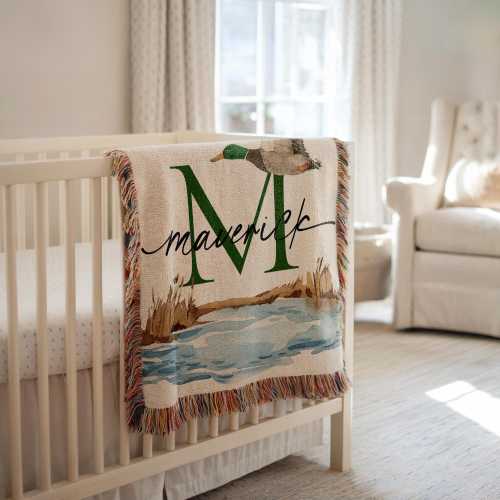 Personalized Mallard Duck Baby Blanket Mallard Duck Nursery Decor Baby Shower Gift Mallard Duck Baby Name Blanket Mallard Duck Nursery Gift