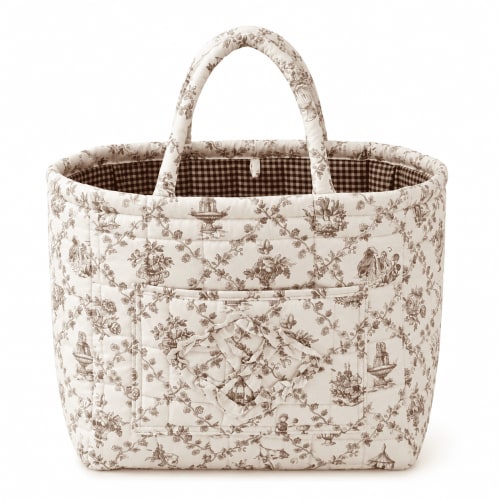 Large Capacity Quilted Car Storage Basket Fabric Tote with Handles for Car Organization