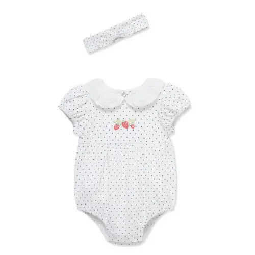 Little Me - Strawberry Knit Bubble & Headband