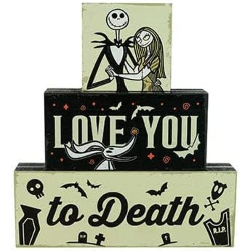 Disney The Nightmare Before Christmas Wood Block Décor Sign by Wondapop, Indoor Home Décor and Halloween Decoration