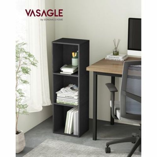 3-Tier Cube Bookcase, Open Shelf Organizer for Living Room/Office, Space-Saving Corner Design, Easy Assembly, Black