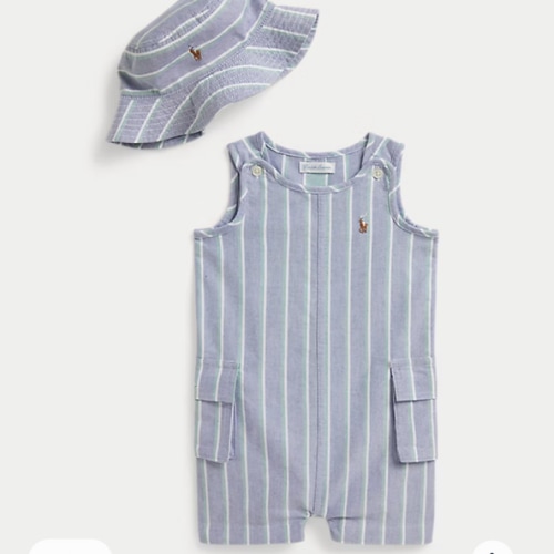 Striped Cotton Oxford Shortall & Hat
