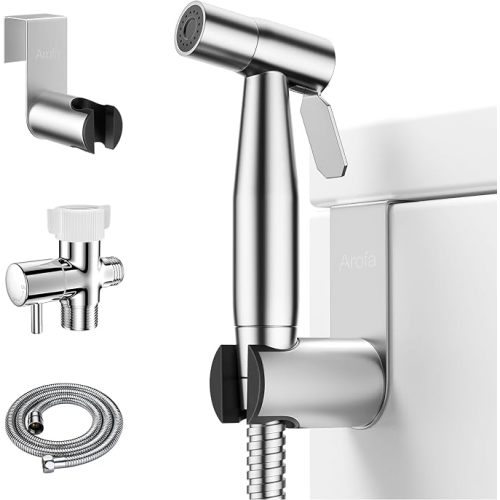 Arofa Handheld Bidet Sprayer, Bidet Attachment for Toilet, Brushed Nickel