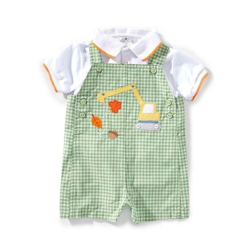 Petit Ami Baby Boys Fall Construct Gingham Shortall