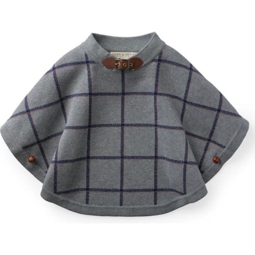 Baby Baby Girls' Cable Sweater Cape, Infant, 18-24M, Gray Plaid