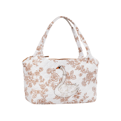 Rose Quilted Tote Bag | Cream - Rose Flowers