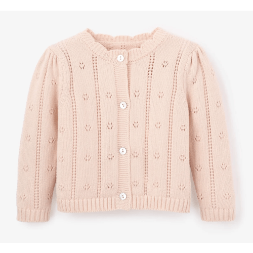 Pale Pink Pointelle Knit Baby Cardigan