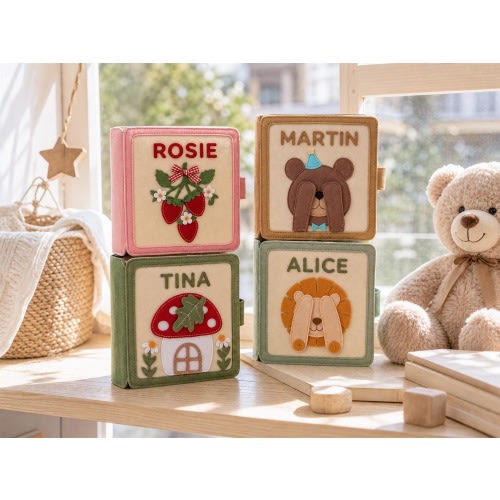 Handmade Felt Quiet Book,Custom Name Baby Busy Book,Soft Montessori Baby Quiet Book,Sensory Development Toy,1st Birthday Gift,Christmas Gift