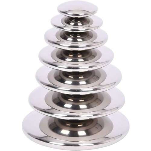 TickiT Sensory Reflective Silver Buttons - Set of 7 - Mirrored Discs for Babies and Toddlers Aged 0+ – Stainless-Steel, Sensory Stacking Pebbles - Stunning Nursery Decor