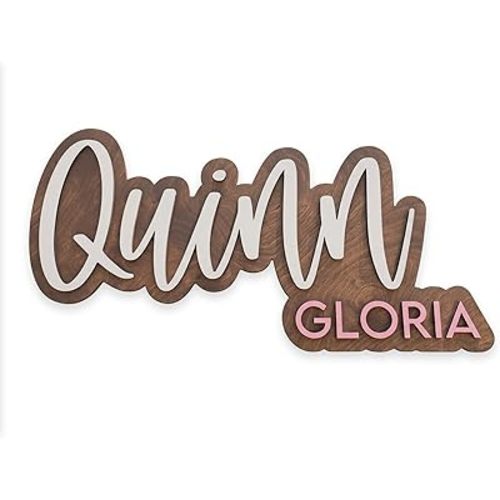 Hickory Hollow Designs Wooden Name Signs for Nursery, Baby Name Sign, Name Signs for Kids Room, Custom Plaque, Nursery Wall Art, (Quinn Gloria)