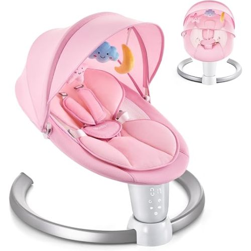 HARPPA Weddell Baby Swings for Infants with Canopy and Mosquito Net, Pink