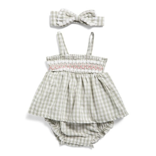 Newborn Girls 2pc Gingham Sunsuit And Headband Set | Baby Girls (0-24m) | Marshalls