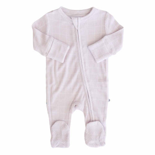 Sloane's Squares Bamboo Waffle Zipper Footie