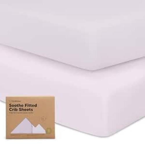 KeaBabies 2-pk Organic Cotton Crib Sheets for Boys Girls 52x28 (Thistle)