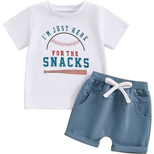 allshope Toddler Baby Boy Summer Outfit Short Sleeve T Shirt Top Casual Shorts Set Infant Newborn Clothes 6 12 18 24 Month 2T