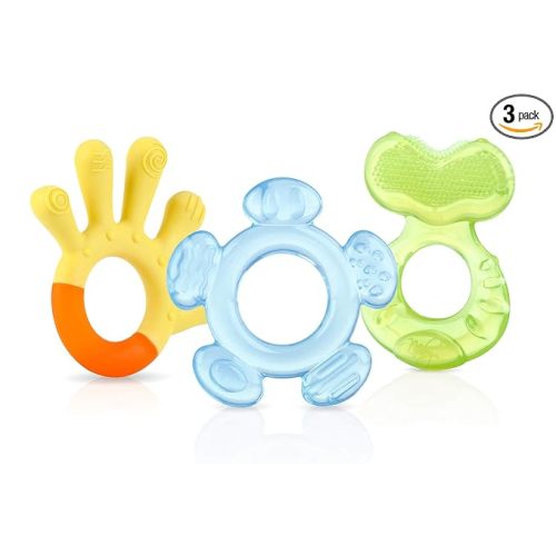 Nuby Three Step Teether Set | 3 Pack | 3m+ | Soft and Hard Teething Surfaces