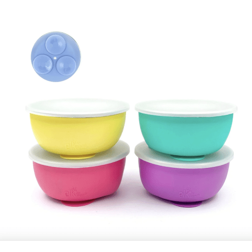 Stainless Steel Bowl with Silicone Suction Sleeve + Lids