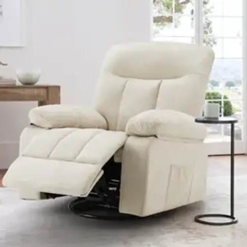 Classic Sturdy Iron Swivel Rocker Recliner Chair - 270° Rotating Chenille Fabric, Vibration Massage, Lumbar Heating, Footrest, Timer, for Living Room & Bedroom - TikTok Shop