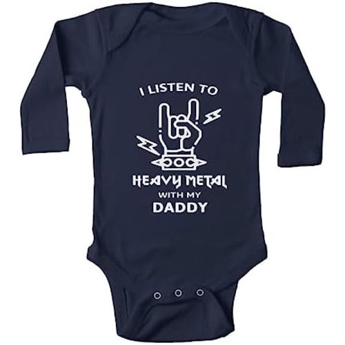 Heavy Metal with Daddy Cute Baby Bodysuit Short Sleeve Rompers Jumpsuit Unisex