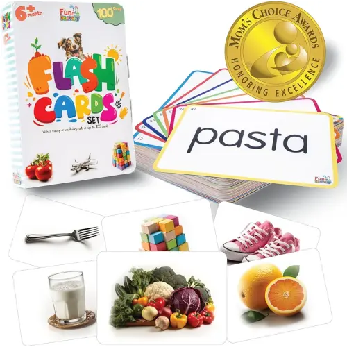100 Real-Image Flash Cards for Toddlers 1-3 – Large Waterproof Learning Cards, Montessori Preschool Educational Toys for Kids, Durable Flashcards with Pictures and Words (Mom’s Choice Award)
