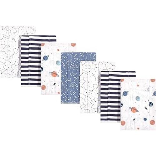Hudson Baby Unisex Baby Cotton Flannel Burp Cloths, Space, One Size