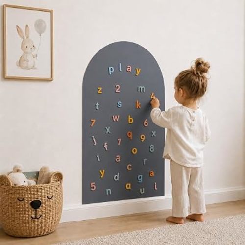 Wonder Wall Magnetic Arch Wall Decal for Kids, Peel and Stick Magnetic Chalkboard and Dry Erase Activity Board, 37 x 24 in - Slate Grey