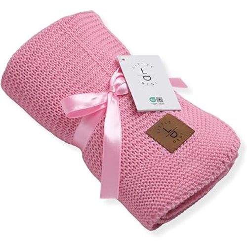 Alina Soft Knit Baby Blanket 30x40 in, Pink – Oeko-Tex Certified, Breathable Swaddle & Receiving Blanket for Newborns, Crib & Stroller, Machine Washable