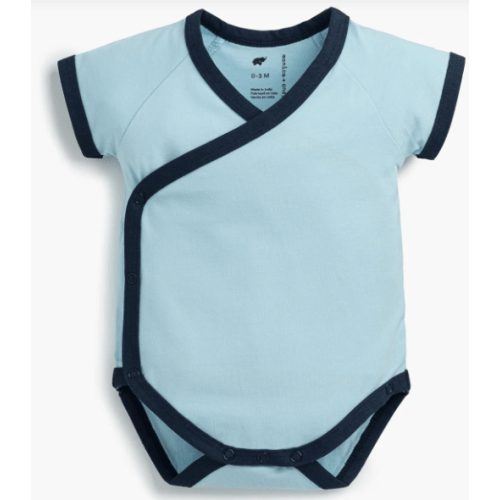 Short Sleeve Lucky Bodysuit - Organic Baby Clothes - Monica + Andy, blue, 0-3 mos
