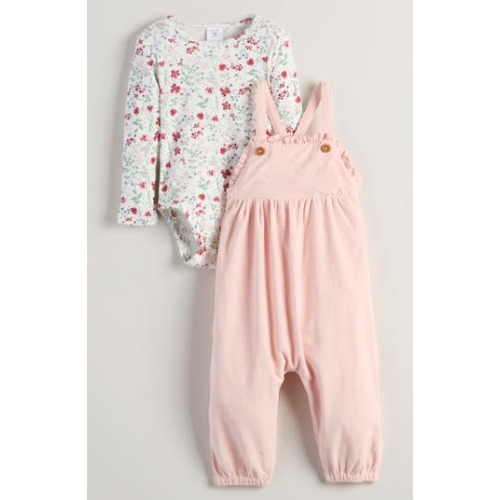 Long Sleeve Cotton Bodysuit & Corduroy Overalls Set, 3M