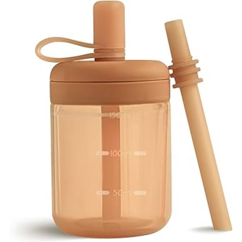 Moonkie Baby Straw cup | Silicone Toddler Sippy Cup Training Cup with Straw Lid | BPA-Free Drop-Proof Baby Cup | Led Weaning | 6 Months+, 5 oz, 1pack