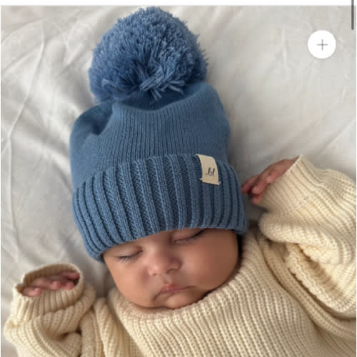 Luna + Luca Pom Beanie - Denim Blue