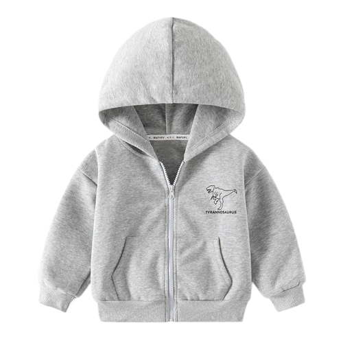 Boys Jacket Baby Girls Fall Winter Long Sleeve Dinosaur Prints Hoody Zip Up Outwear Coats Jackets For Boys Grey 18 Months-24 Months