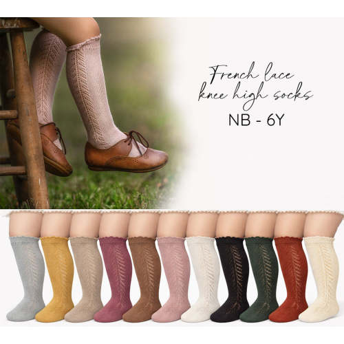 French Lace Knee High Baby Socks – Olive and Cradle