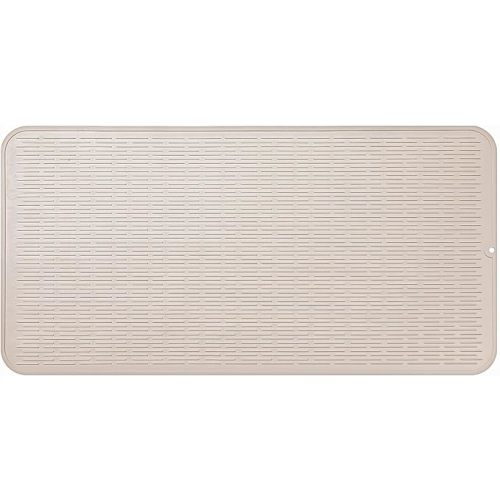 Silicone Dish Drying Mat for Multiple Usage,Easy clean,Eco-friendly,Heat-resistant Silicone Mat for Kitchen Counter or Sink,Refrigerator or Drawer Liner Tapioca 5XL 36inches x 18inches