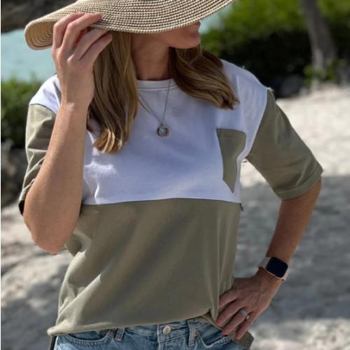 Nursing Pocket T-Shirt - Hidden Zipper - Moss/White POCKET