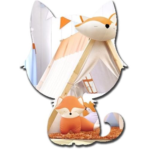 Fox Acrylic Mirror Non-Glass Shatterproof Mirror Lovely Animal Unbreakable Wall Mirror Decorative Frameless Mirrors for Home Room Decoration Gift for Kids Women Men
